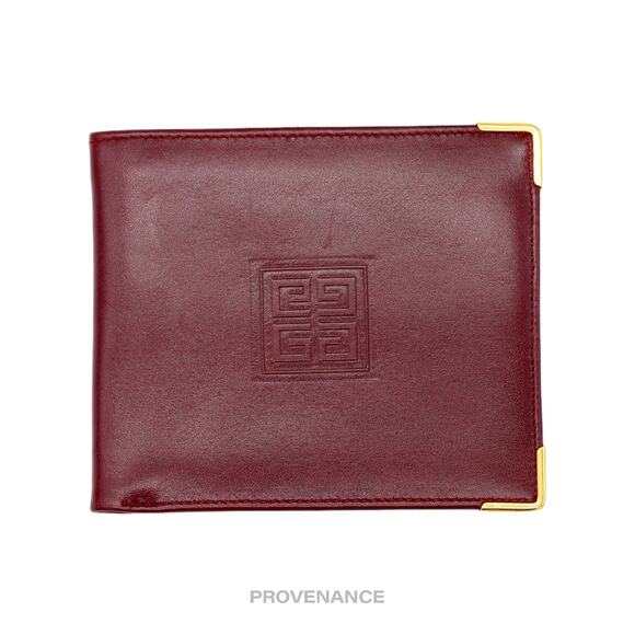 🔴 Givenchy Logo Bifold Wallet - Red Leather - Picture 1 of 7